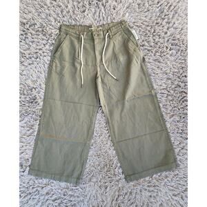 Old Navy Drapey Drawcord Wide Leg Pants Womens Size 12 Petite Green Cotton Boho